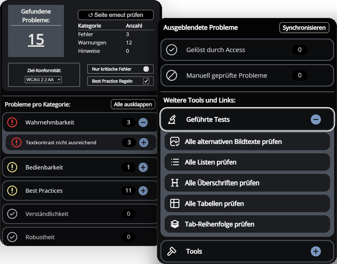 Screenshot der Audit Toolbar
