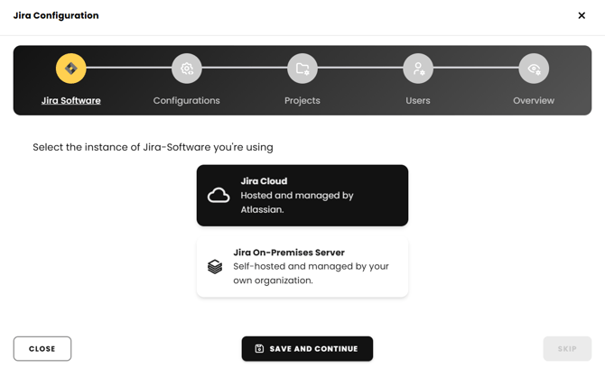 Jira configuration guide, which you can access by clicking on ‘connect with Jira’