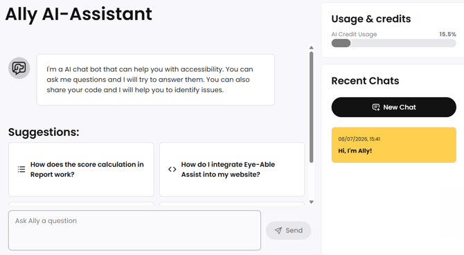 Ask Ally a question in the chat or select a suggested question.