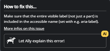 Image showing Ally from the Audit testing software.