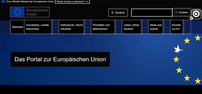 Europäische Union Logo mit zwölf gelben Sternen im Kreis
