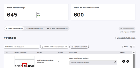 Screenshot der Eye-Able Access Einstellungens Seite