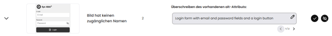 Screenshot eines Eintrags der Liste der Vorschläge die Eye-Able Access macht