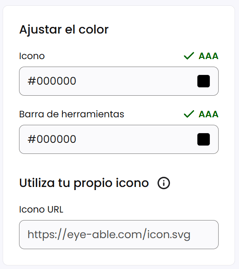 Captura de pantalla de una sección del Dashboard para personalizar el icono de Assist.