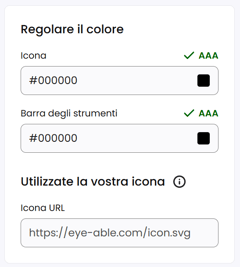 Screenshot di una sezione della Dashboard dedicata alla personalizzazione dell'icona di Assist.