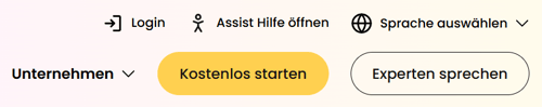 Screenshot der Eye-Able Homepage mit individuell eingebettetem Assist