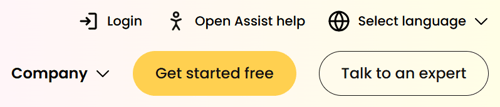 Screenshot of the Eye-ABle home page with individually embedded Assist icon