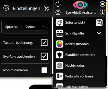 Einstellungen des Eye-Able Assistenten