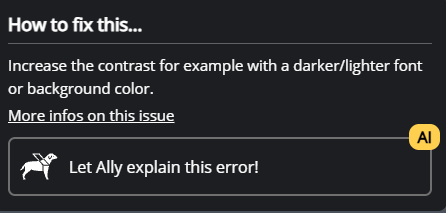 Ally explains troubleshooting. Links to further information and the chatbot feature