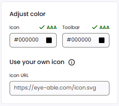 Screenshot of a dashboard section for customizing the Assist icon.