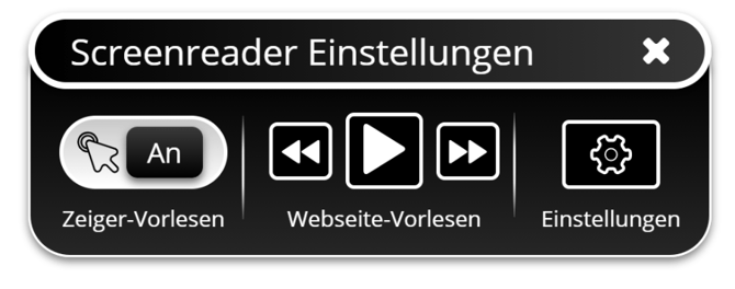 Einstellungen der Vorlesefunktion in der Eye-Able Assist Toolbar